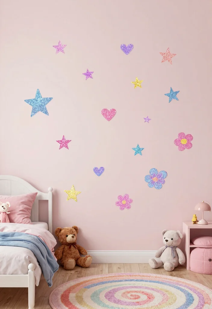 12 Glitter Wall Art Projects That Don't Shed All Over Your Floor - 5. Glitter Wall Decals 1