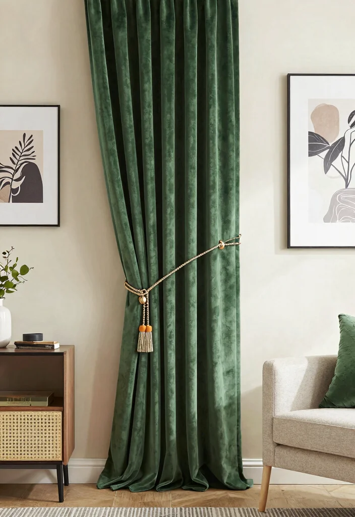 12 Green Velvet Curtain Ideas That Add Drama Without Overwhelming - 12. Personal Touches 1
