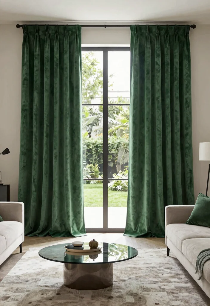 12 Green Velvet Curtain Ideas That Add Drama Without Overwhelming - 2. Bold Statement Windows 1