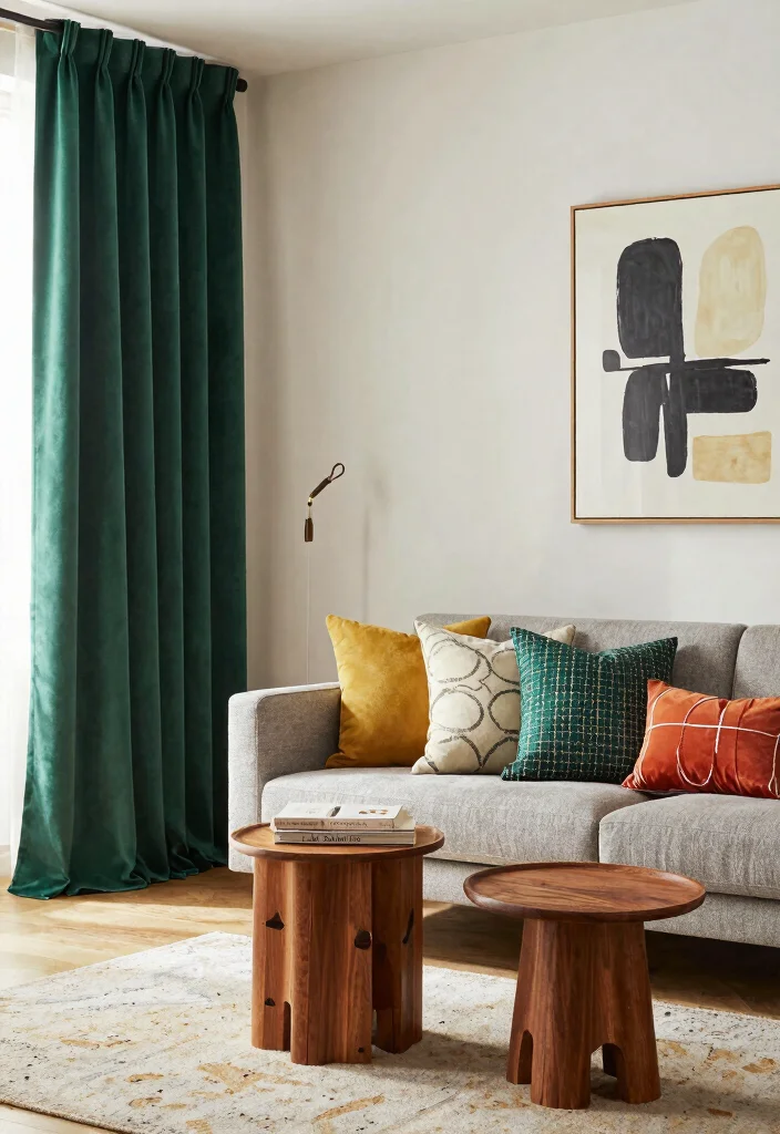 12 Green Velvet Curtain Ideas That Add Drama Without Overwhelming - 7. Eclectic Mix 1