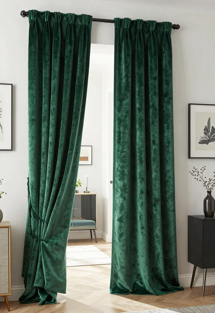 12 Green Velvet Curtain Ideas That Add Drama Without Overwhelming - 8. Dramatic Doorways 1