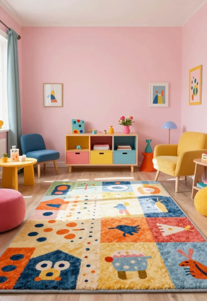 12 Kids Room Carpet Ideas That Hide Stains and Spills - 5. Playful Patterns 1