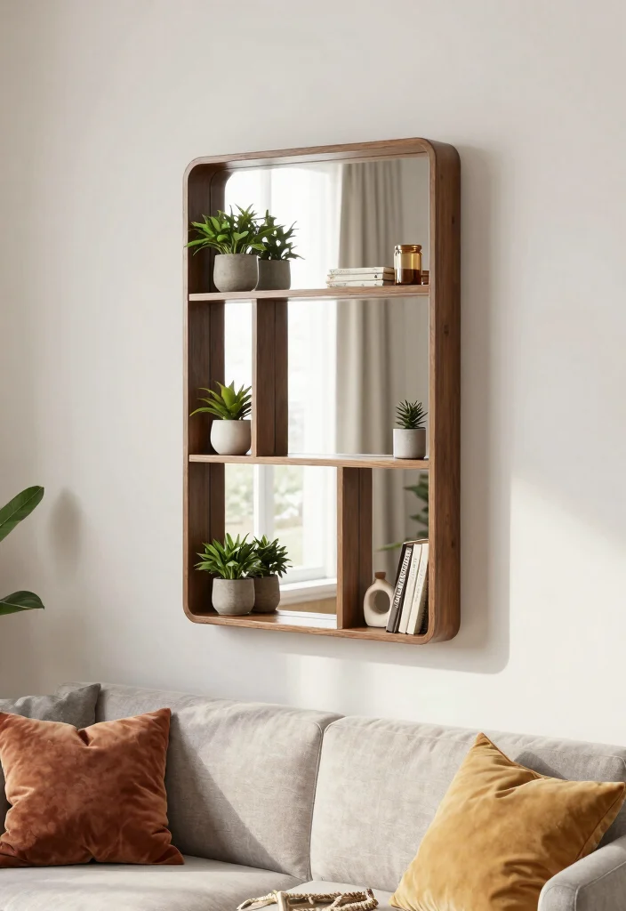 12 Living Room Wall Mirrors That Make Dark Rooms Brighter - 11. Multi-Functional Mirrors 1
