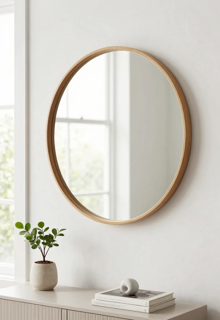 12 Living Room Wall Mirrors That Make Dark Rooms Brighter - 2. Large Round Mirror 1
