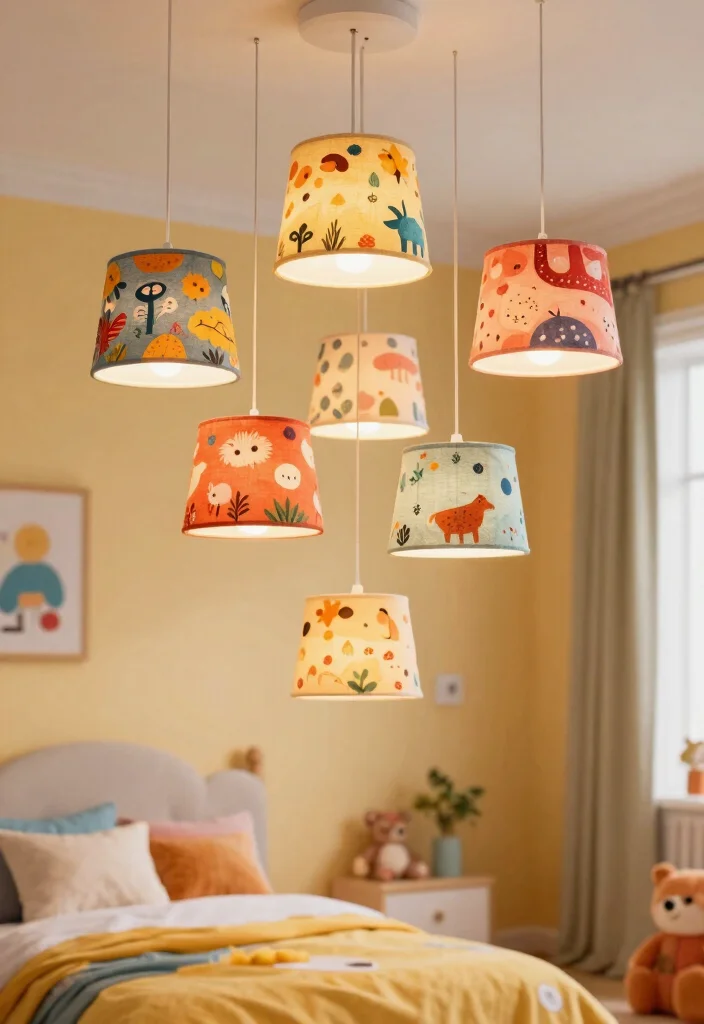 12 Pendant Light Shades That Soften Harsh Bulb Glare - 7. Colorful Fabric Shades 1