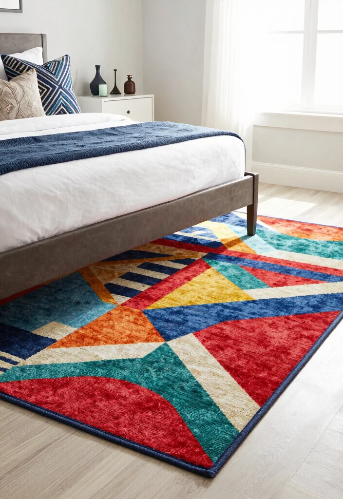 12 Rug on Carpet Bedroom Ideas That Actually Stay in Place - 3. Go for Statement Pieces 1