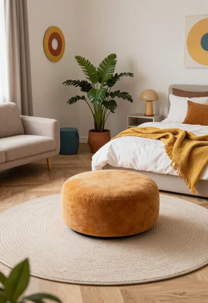 12 Rug on Carpet Bedroom Ideas That Actually Stay in Place - 8. Play with Shapes 1