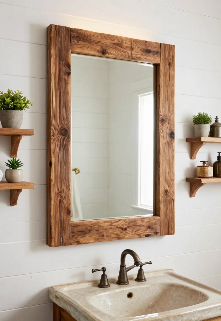 12 Rustic Bathroom Mirror Ideas That Hide a Builder-Grade Look - 1. Reclaimed Wood Rustic Mirrors 1