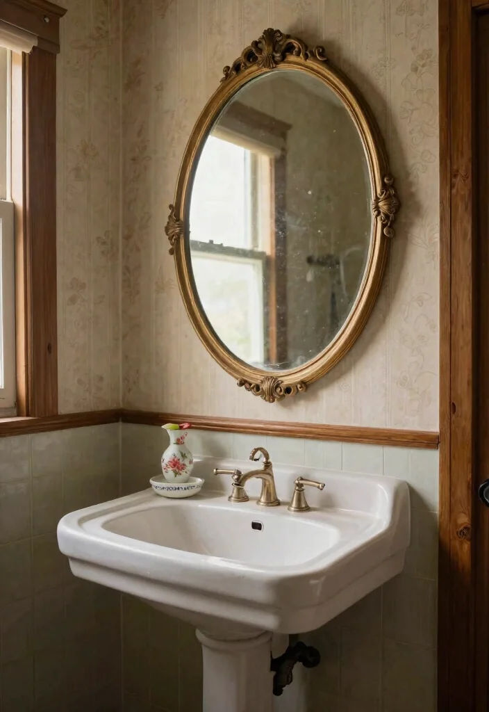 12 Rustic Bathroom Mirror Ideas That Hide a Builder-Grade Look - 2. Vintage Oval Mirrors 1