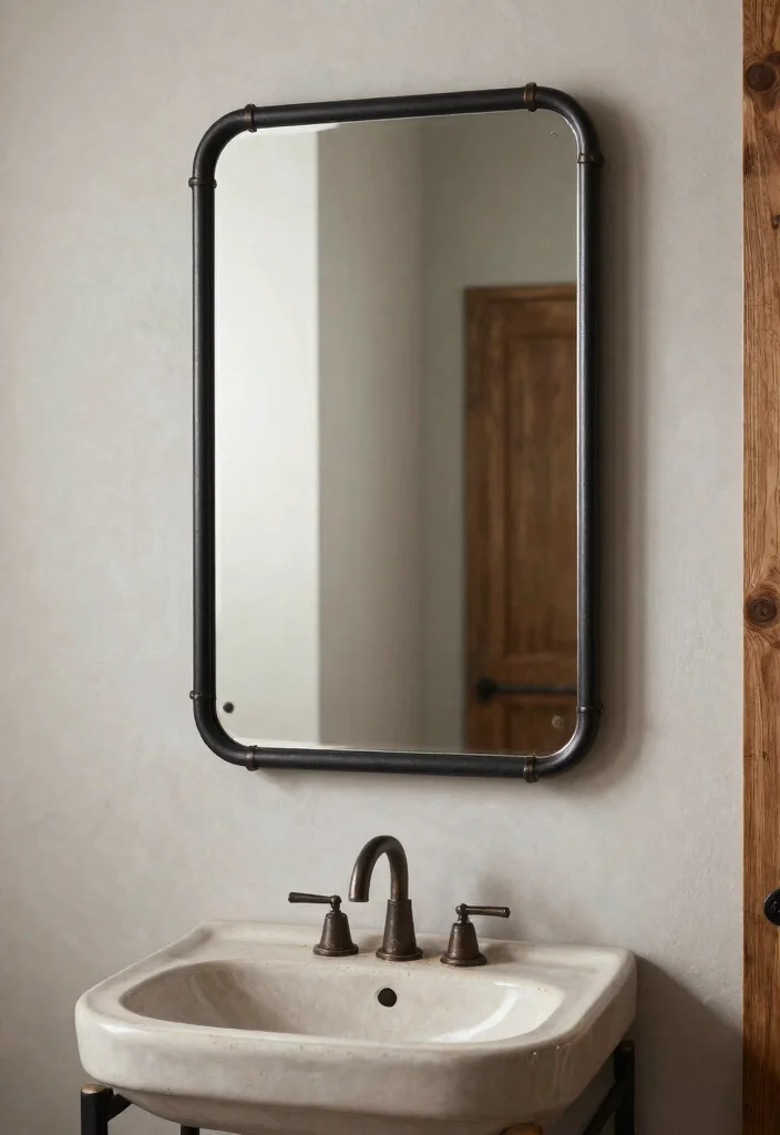 12 Rustic Bathroom Mirror Ideas That Hide a Builder-Grade Look - 5. Industrial Rustic Mirrors 1