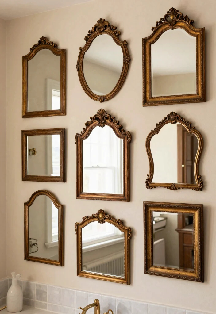 12 Rustic Bathroom Mirror Ideas That Hide a Builder-Grade Look - 9. Decorative Vintage Mirrors 1