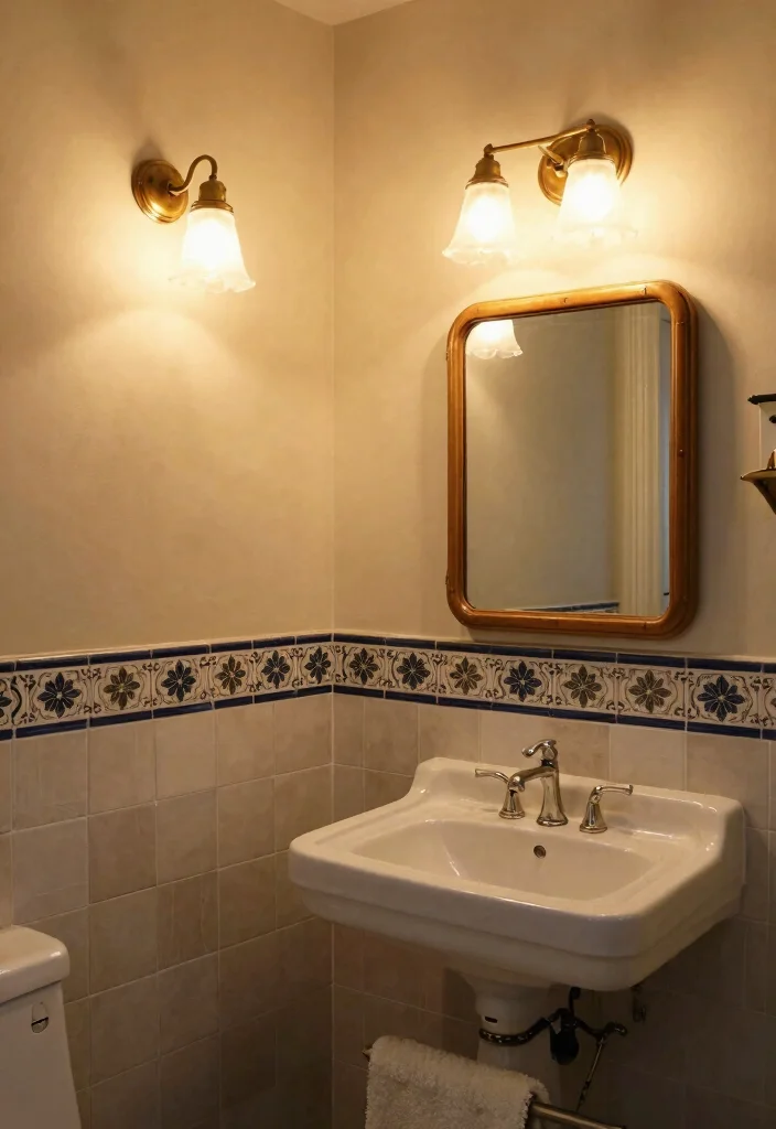 14 Bathroom Lighting Mirror Ideas That Eliminate Shadows - 13. Vintage-inspired Lighting Fixtures 1