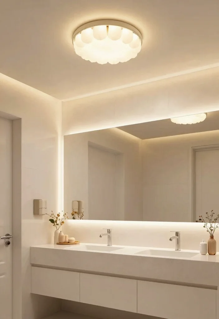 14 Bathroom Lighting Mirror Ideas That Eliminate Shadows - 14. Ambient Ceiling Lights 1