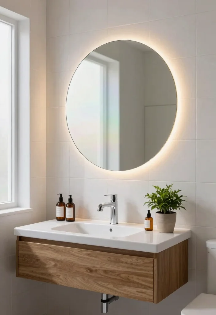 14 Bathroom Lighting Mirror Ideas That Eliminate Shadows - 2. Round Mirrors with LED Strips 1
