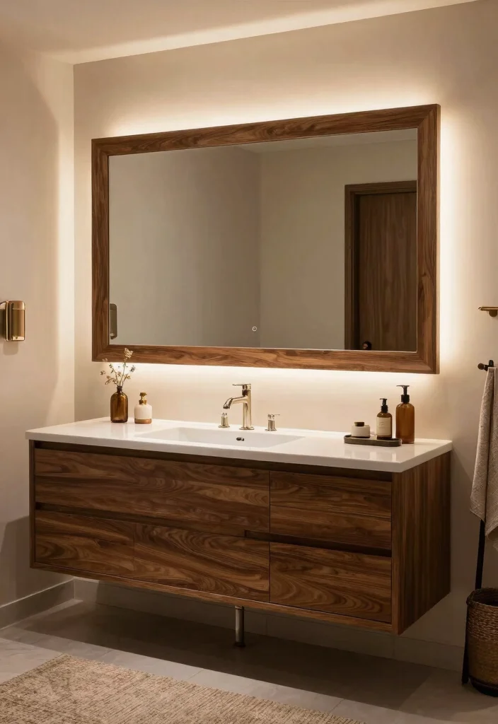 14 Bathroom Lighting Mirror Ideas That Eliminate Shadows - 4. Framed Mirrors with Integrated Lighting 1