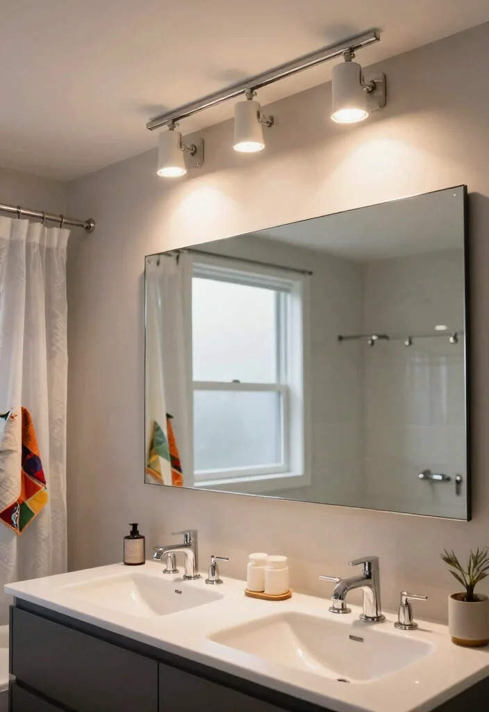14 Bathroom Lighting Mirror Ideas That Eliminate Shadows - 7. Adjustable Track Lighting 1