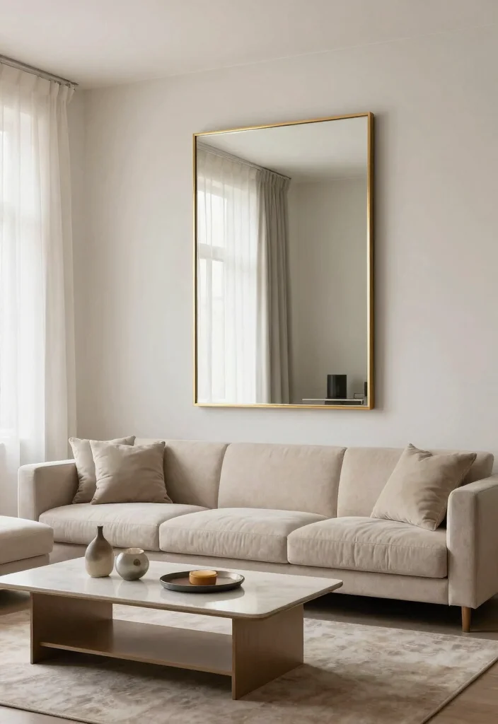 14 Behind Couch Wall Decor Ideas That Fill the Gap Without Clutter - 4. Oversized Mirrors 1