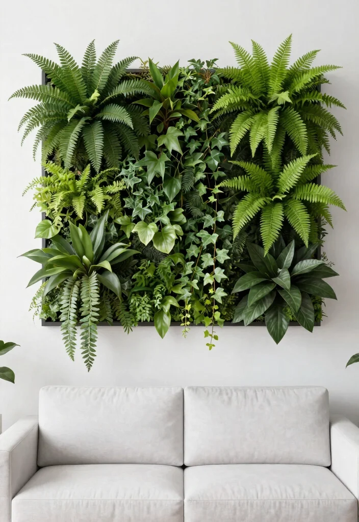 14 Behind Couch Wall Decor Ideas That Fill the Gap Without Clutter - 6. Vertical Garden 1