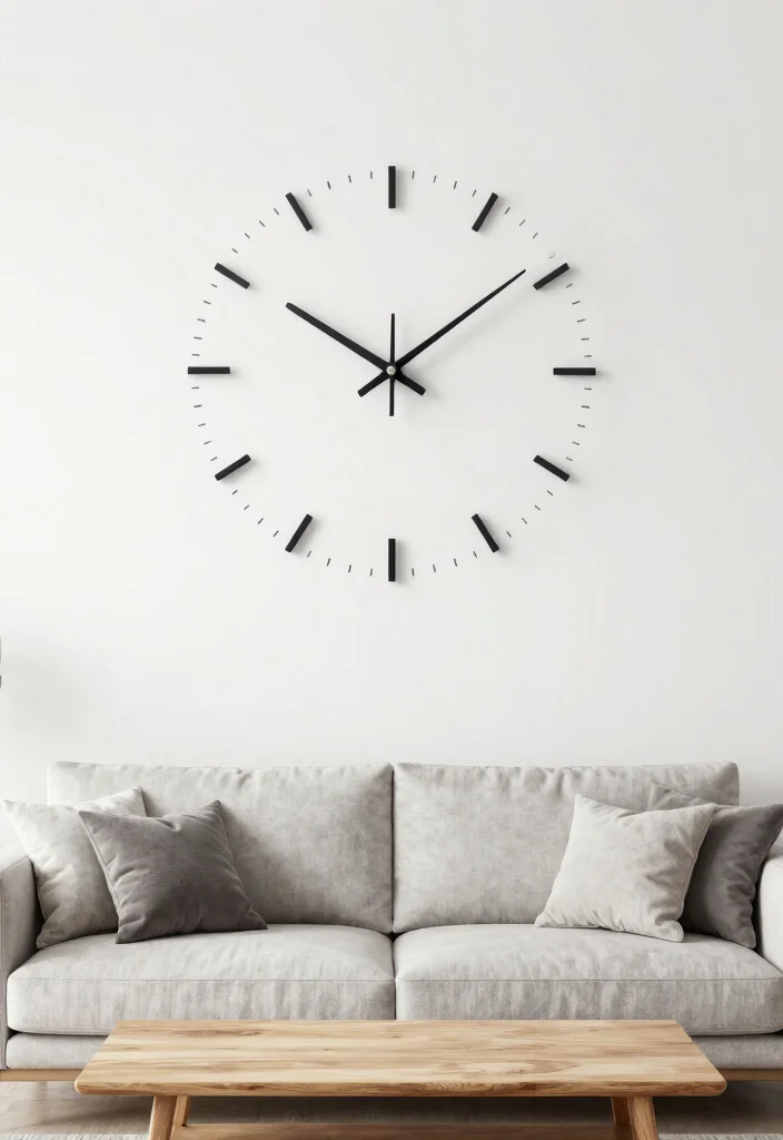 14 Behind Couch Wall Decor Ideas That Fill the Gap Without Clutter - 7. Simple Wall Clock 1