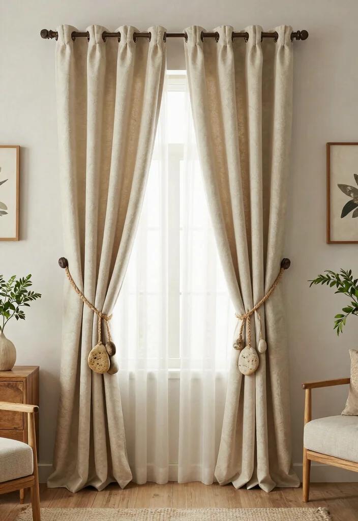 14 Curtain Tieback Ideas That Hold Heavy Drapes Without Sagging - 14. DIY Stone Tiebacks 1