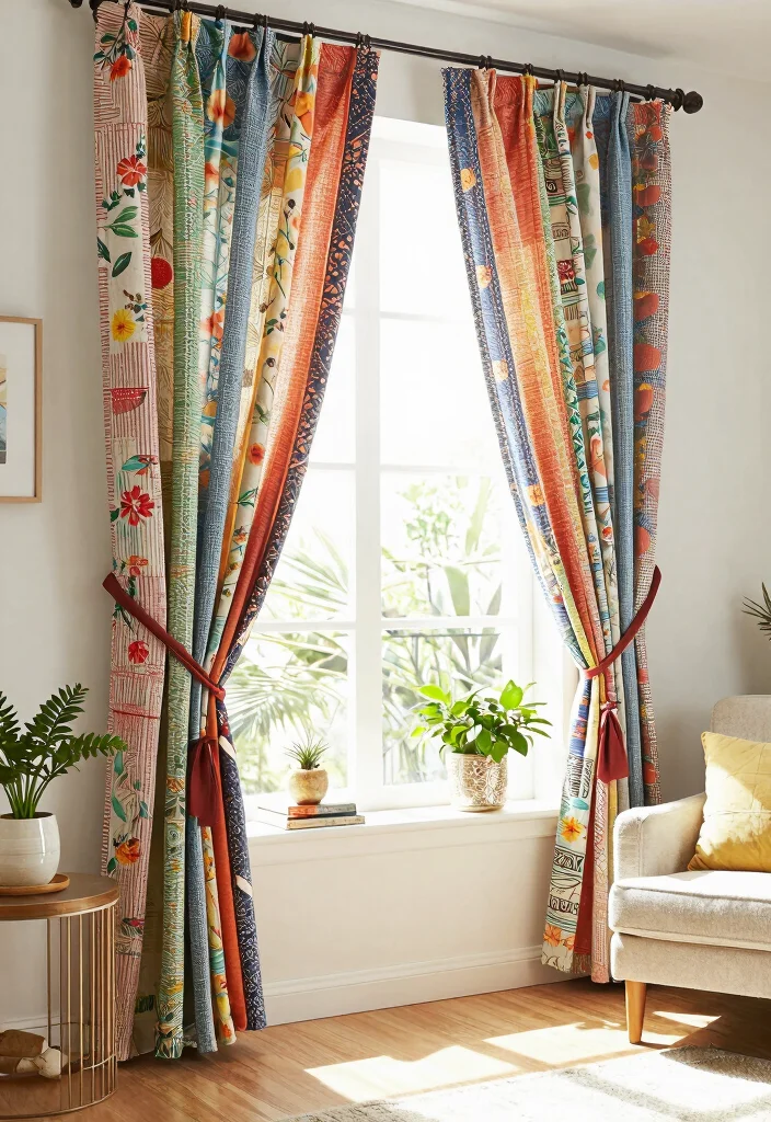 14 Curtain Tieback Ideas That Hold Heavy Drapes Without Sagging - 2. Upcycled Fabric Tiebacks 1