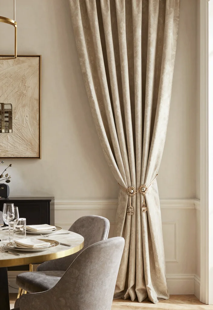 14 Curtain Tieback Ideas That Hold Heavy Drapes Without Sagging - 4. Vintage Brooch Tiebacks 1