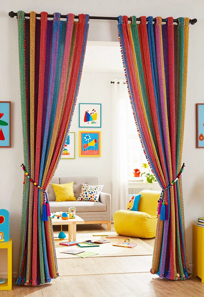 14 Curtain Tieback Ideas That Hold Heavy Drapes Without Sagging - 7. Colorful Beaded Tiebacks 1