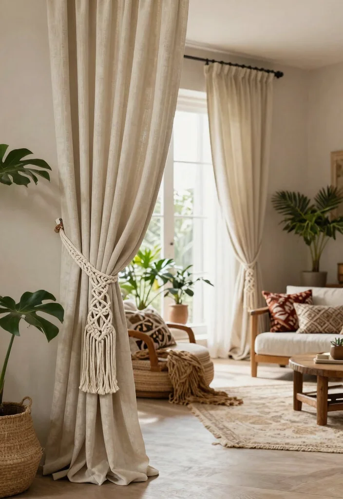 14 Curtain Tieback Ideas That Hold Heavy Drapes Without Sagging - 8. Macramé Tiebacks 1