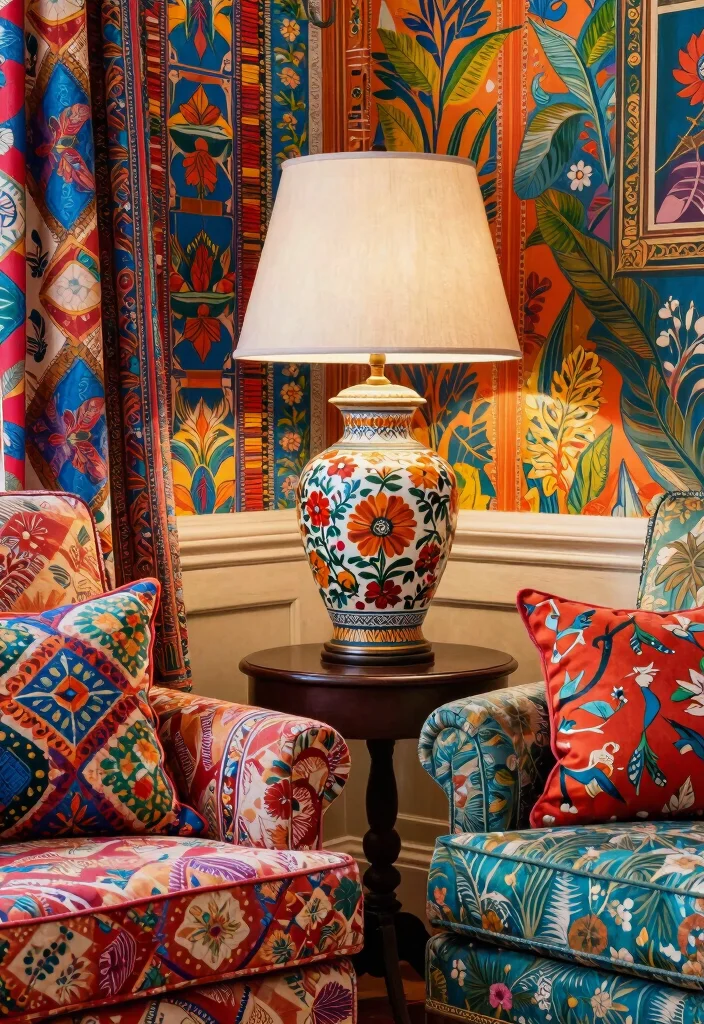 14 Ginger Jar Lamp Ideas That Work in Modern and Traditional Homes - 11. Mixing Patterns with Ginger Jar Lamps 1