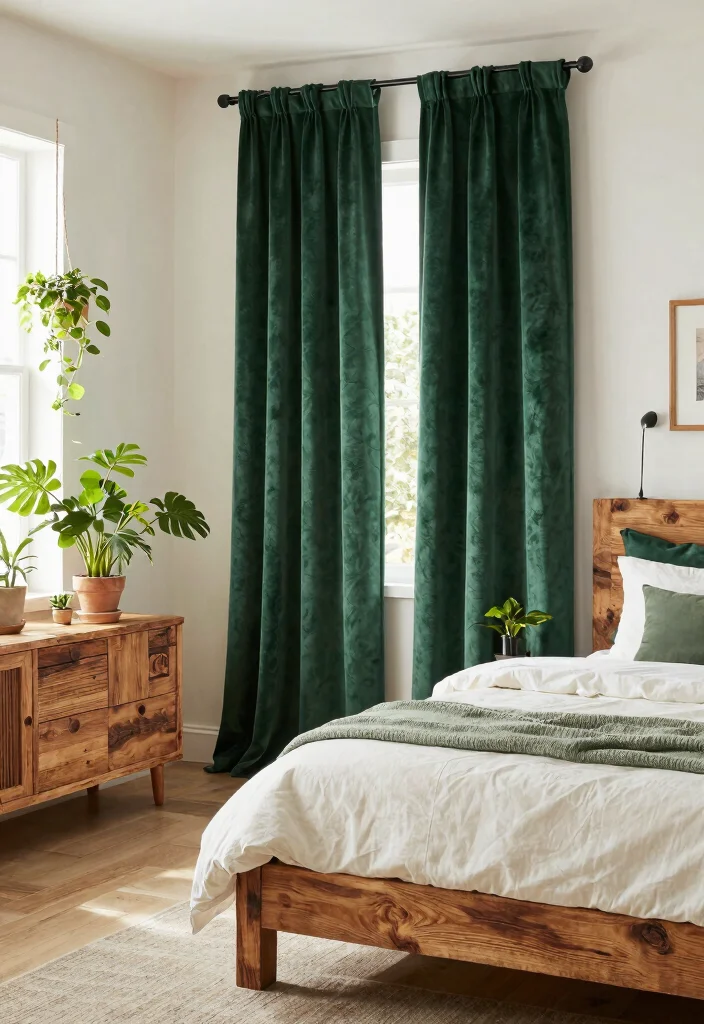 14 Green Velvet Curtains Bedroom Ideas That Feel Cozy Not Dark - 14. Sustainable Choices with Velvet 1