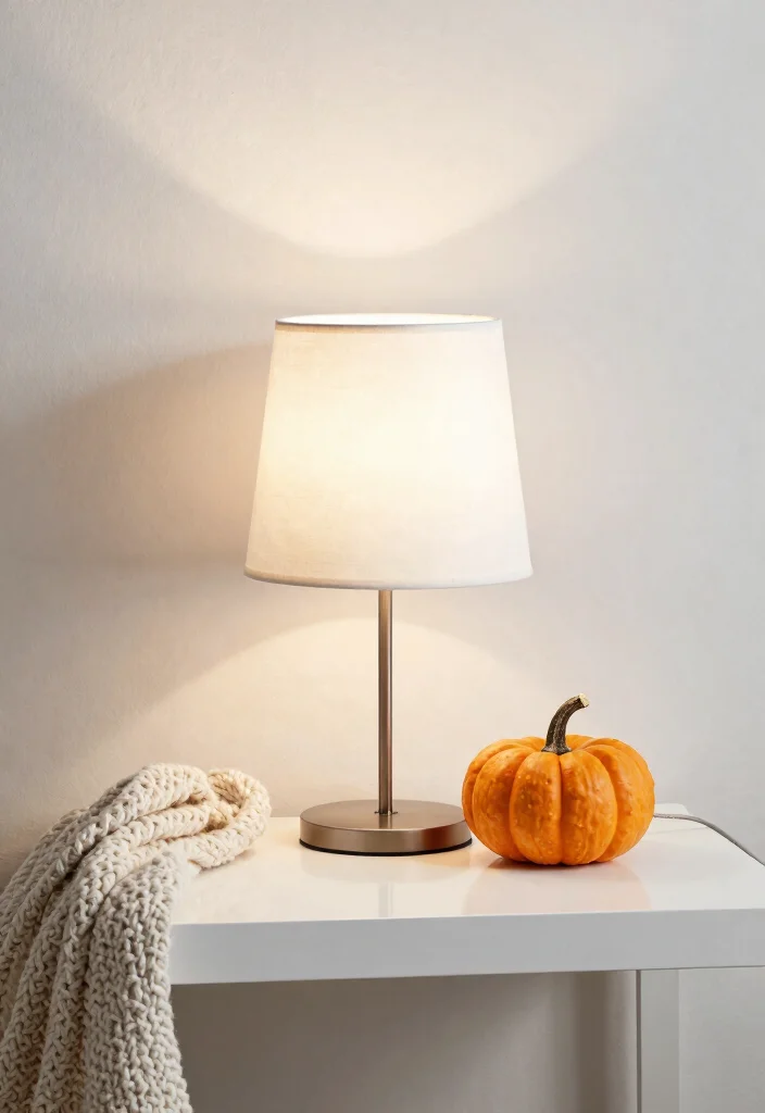 14 Lamp Table Decor Ideas That Don't Crowd the Surface - 10. Seasonal Decor 1
