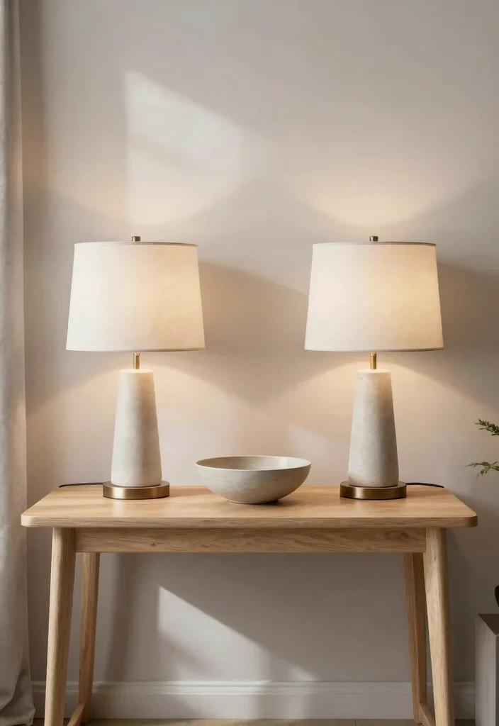 14 Lamp Table Decor Ideas That Don't Crowd the Surface - 13. Symmetry and Balance 1