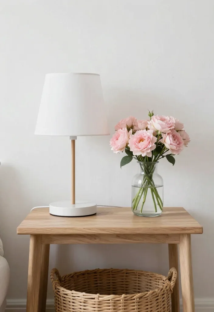 14 Lamp Table Decor Ideas That Don't Crowd the Surface - 3. Minimalist Color Palette 1