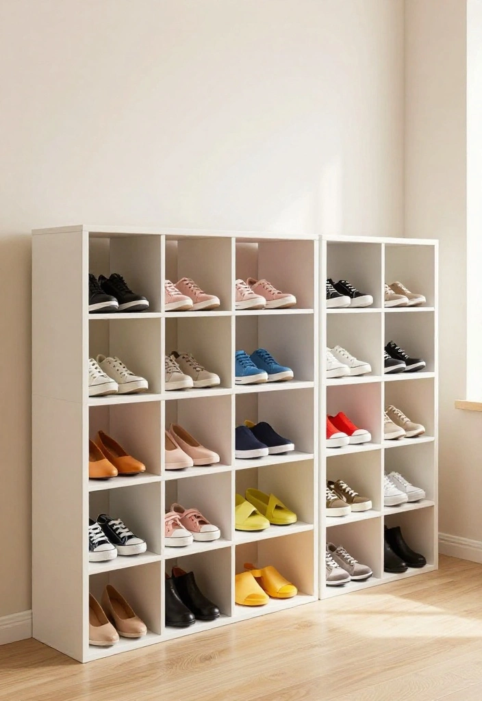 14 Shoe Shelf Ideas That Fit in Narrow Closets and Entryways - 10. Modular Shoe Storage Cubes 1