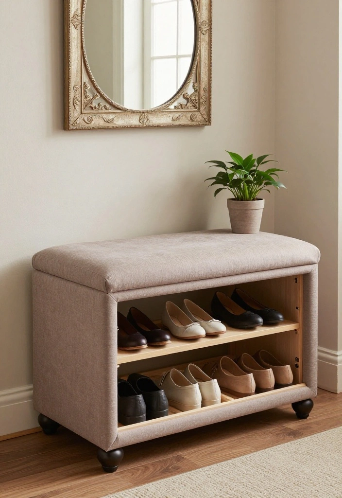 14 Shoe Shelf Ideas That Fit in Narrow Closets and Entryways - 11. Shoe Storage Ottoman 1