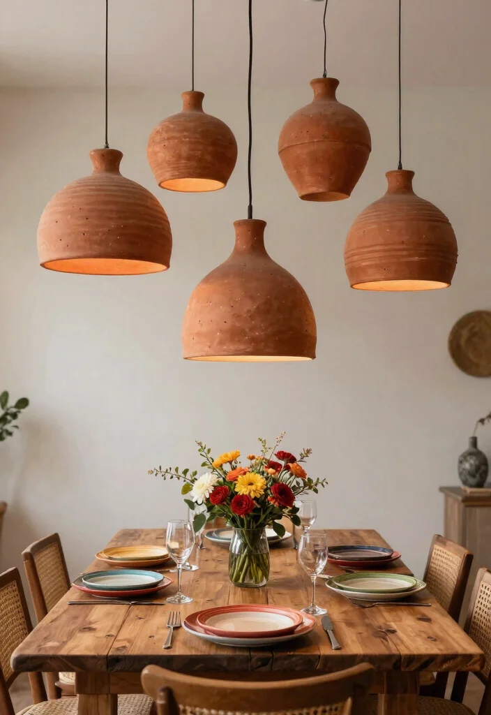 14 Terracotta Pendant Light Ideas That Add Warmth Without Feeling Heavy - 12. Artistic Arrangements 1
