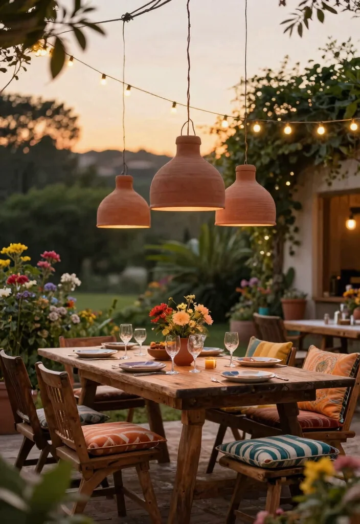 14 Terracotta Pendant Light Ideas That Add Warmth Without Feeling Heavy - 5. Outdoor Dining Delight 1