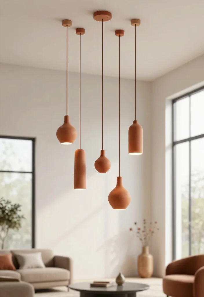 14 Terracotta Pendant Light Ideas That Add Warmth Without Feeling Heavy - 8. Vertical Installations 1