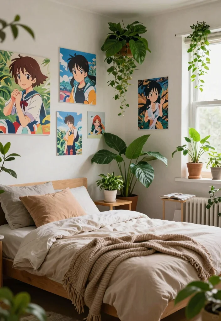 15 Anime Wall Art Bedroom Ideas for True Fans of the Genre - 10. Incorporating Nature with Anime 1