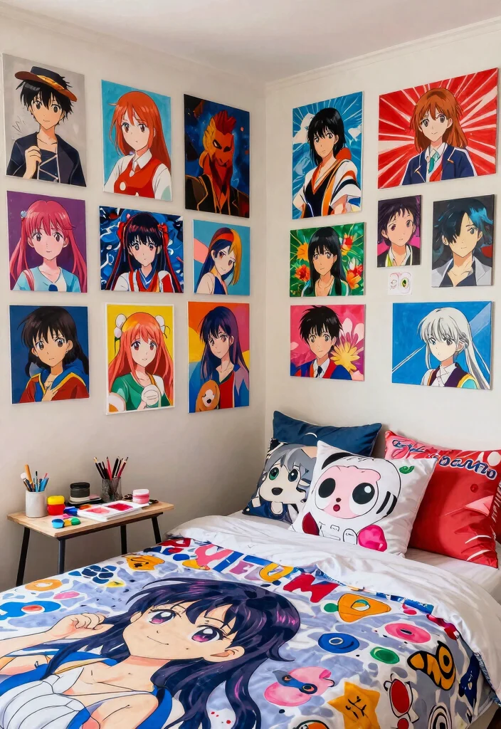 15 Anime Wall Art Bedroom Ideas for True Fans of the Genre - 14. Collaborative Art Projects 1