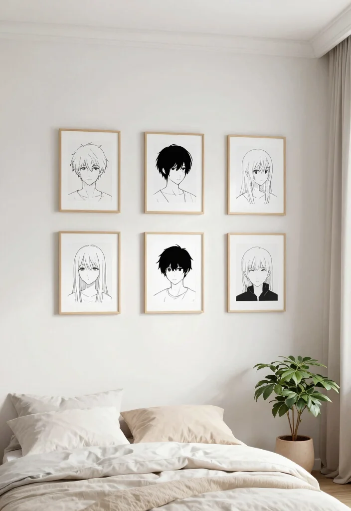 15 Anime Wall Art Bedroom Ideas for True Fans of the Genre - 2. Minimalist Wall Art Prints 1