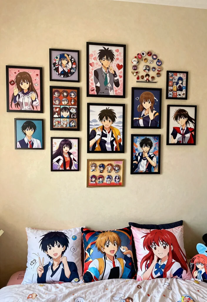 15 Anime Wall Art Bedroom Ideas for True Fans of the Genre - 9. Themed Gallery Wall 1