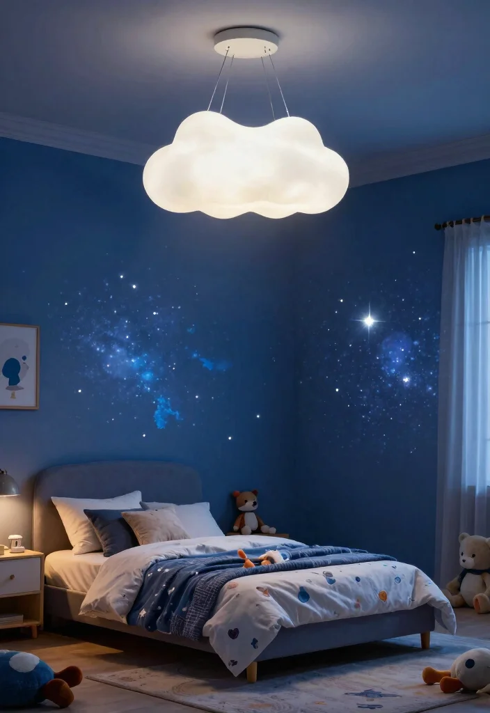15 Cloud Pendant Light Ideas for Kids' Rooms and Nurseries - 11. Cloud Pendant with Projector Features 1