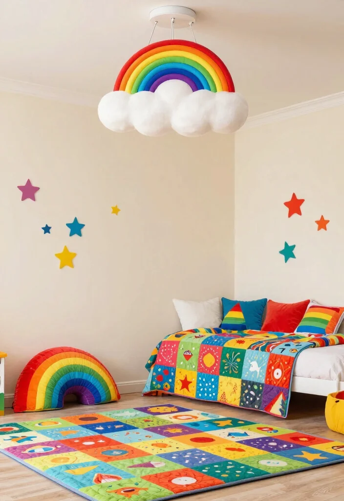15 Cloud Pendant Light Ideas for Kids' Rooms and Nurseries - 2. Colorful Rainbow Clouds 1