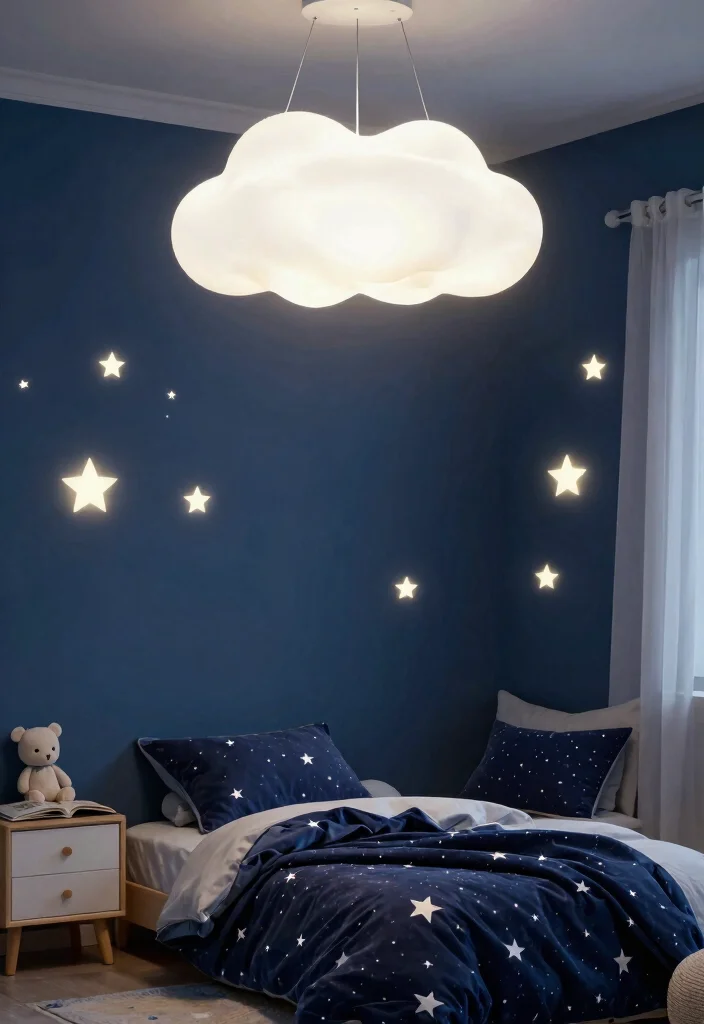 15 Cloud Pendant Light Ideas for Kids' Rooms and Nurseries - 4. Whimsical Cloud and Star Combinations 1