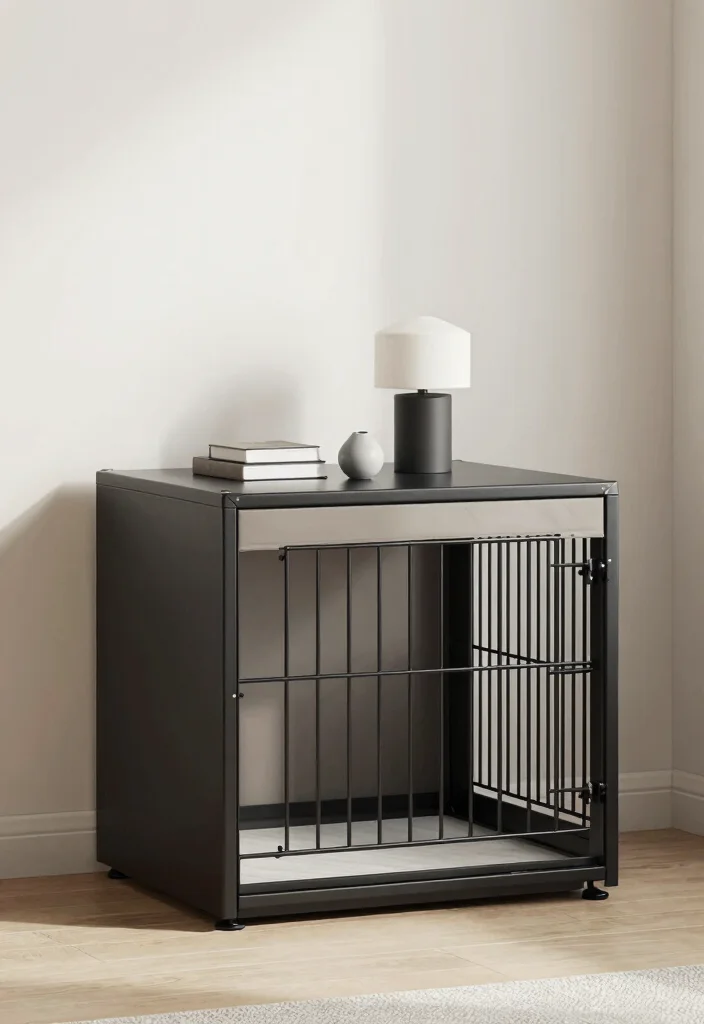 15 Dog Crate Nightstand Ideas That Hide the Cage Completely - 2. Modern Minimalism 1