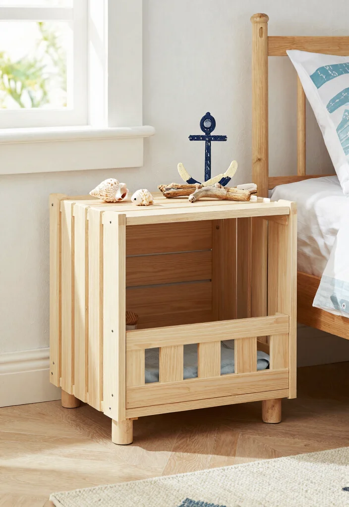15 Dog Crate Nightstand Ideas That Hide the Cage Completely - 9. Coastal Glam 1