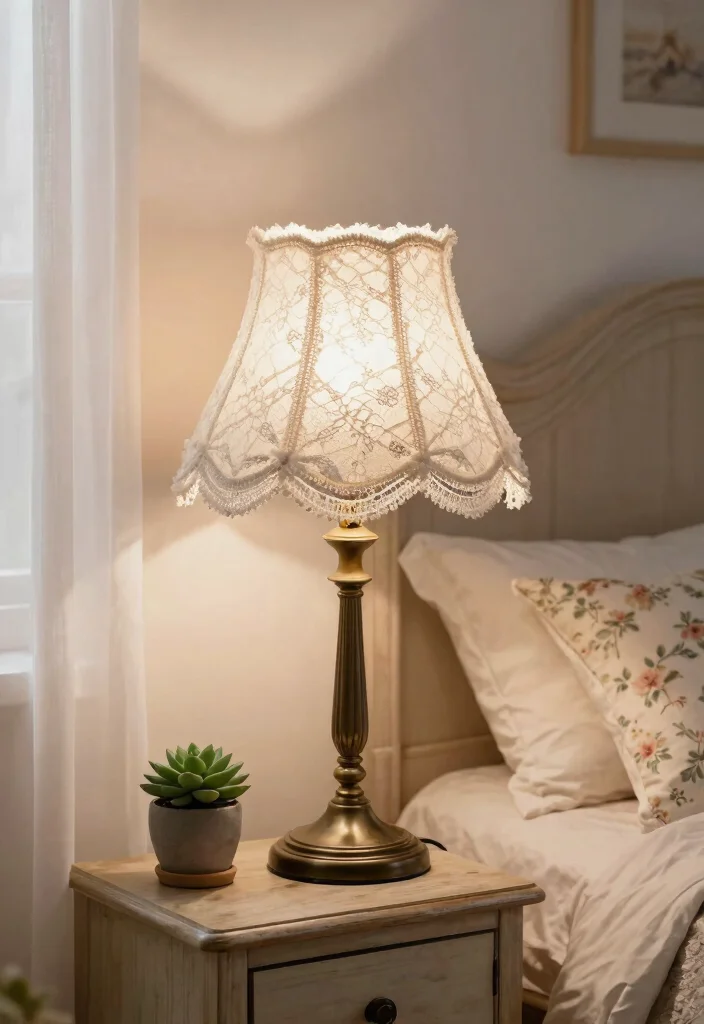 15 Old Lamp Shade Ideas That Look Vintage - 2. Lace Elegance 1