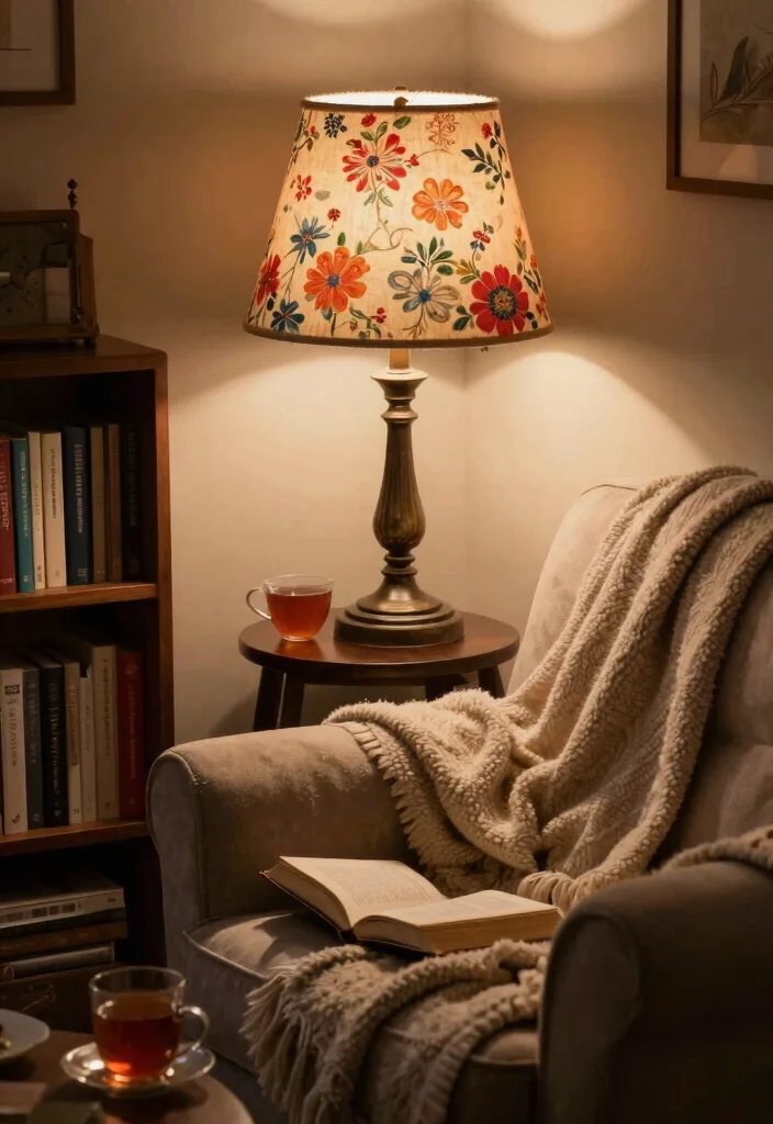 15 Old Lamp Shade Ideas That Look Vintage - 8. Vintage Fabric Fun 1