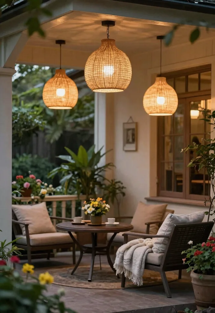 15 Porch Pendant Light Ideas That Stand Up to Rain and Wind - 11. Pendant Lights with Textured Shades 1